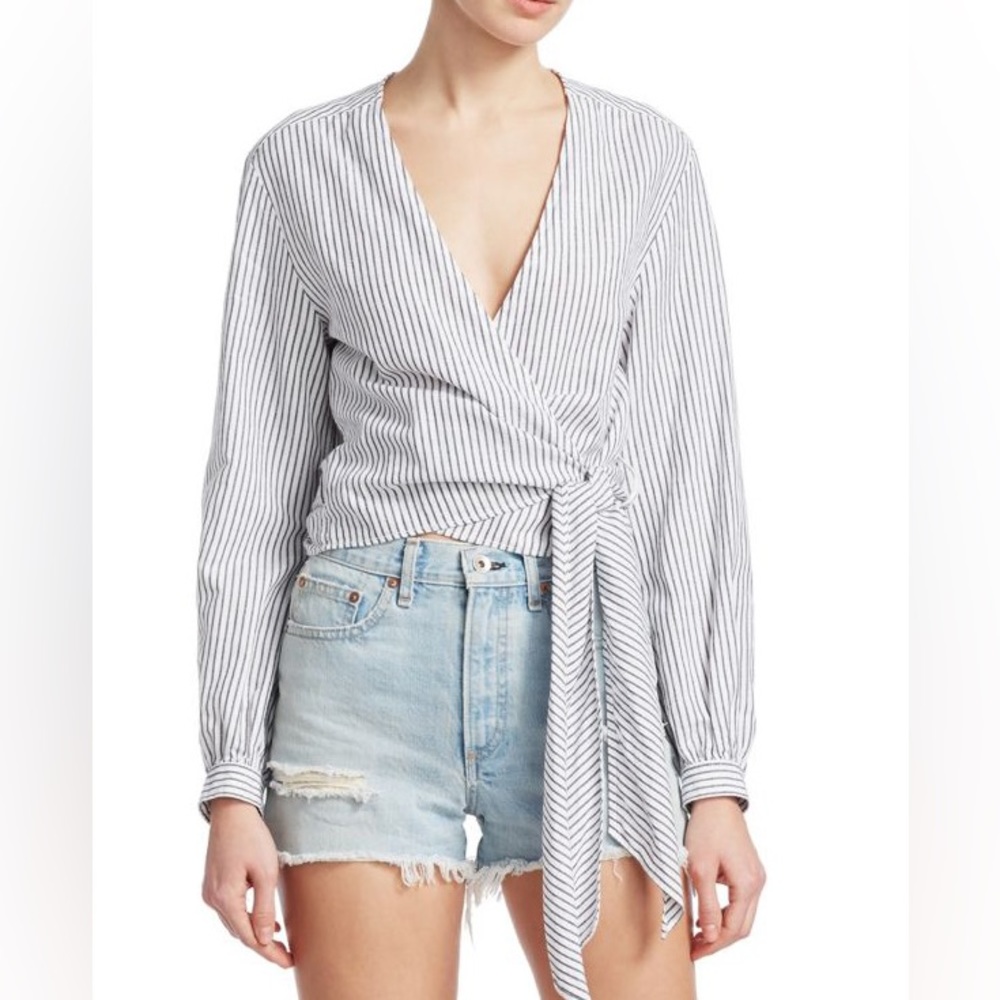 Rag & Bone Prescot Striped Wrap Blouse